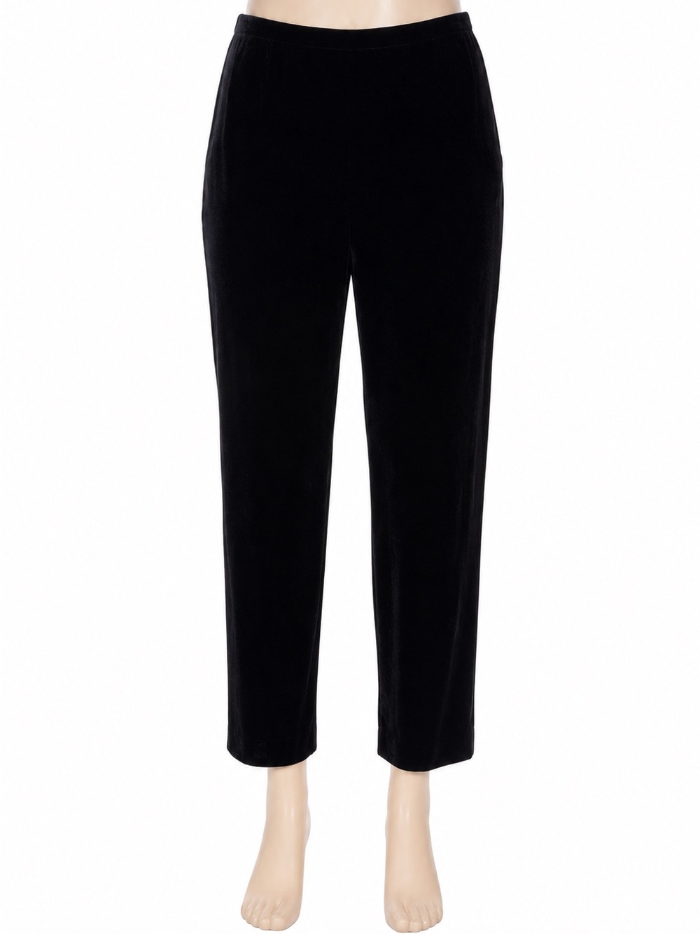 NWT SilkLand Petite 14P Black Silk Blend Velvet Pants Holiday Party 75% Silk